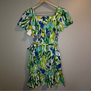 Maggy London Puff Sleeved Ruffle Knee Length Dress Size 6